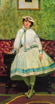 喬瓦尼 波爾蒂尼 Portrait of Alaide Banti in White Dress